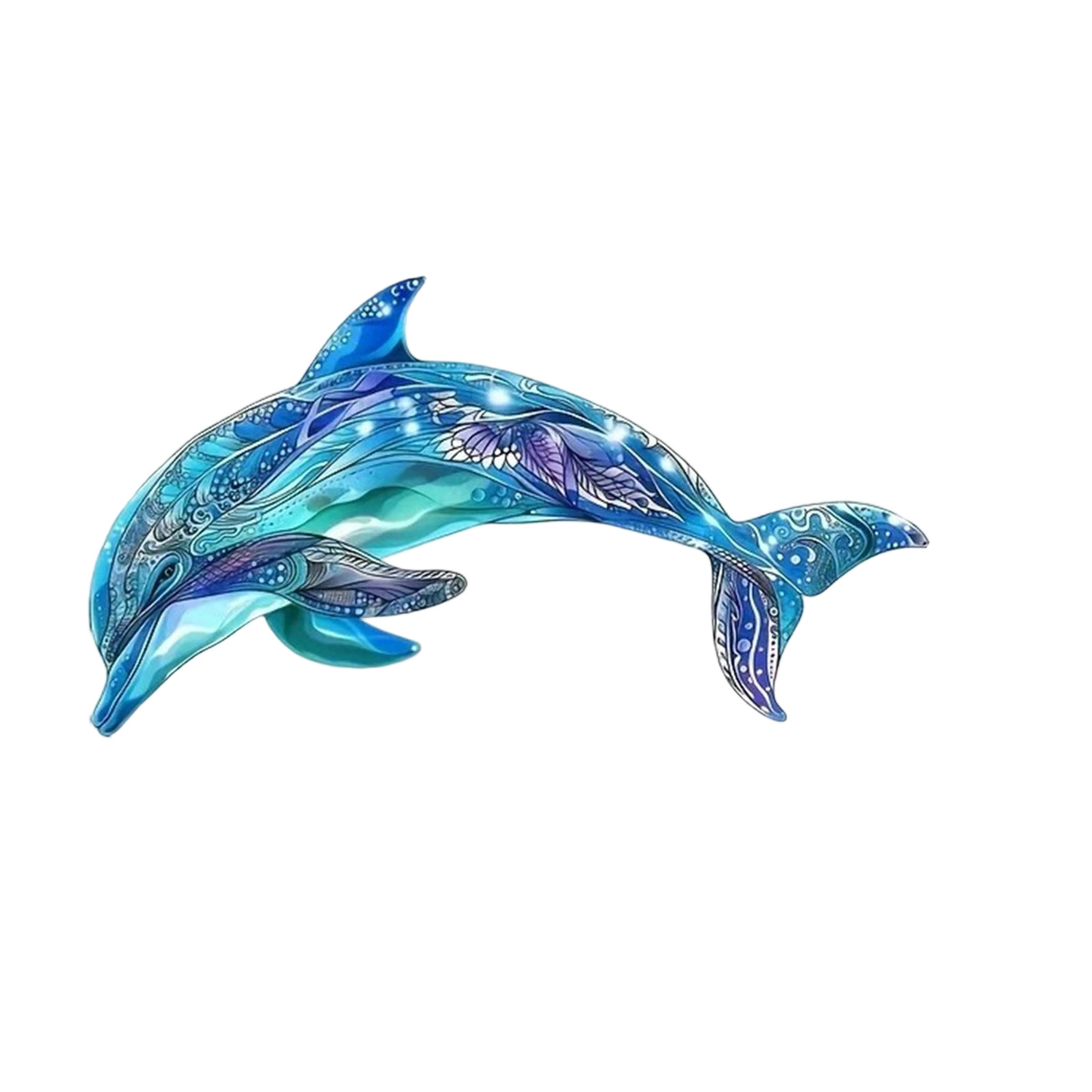 Resin Art Hanging - Dolphin Metal Wall Decor Bright Blue