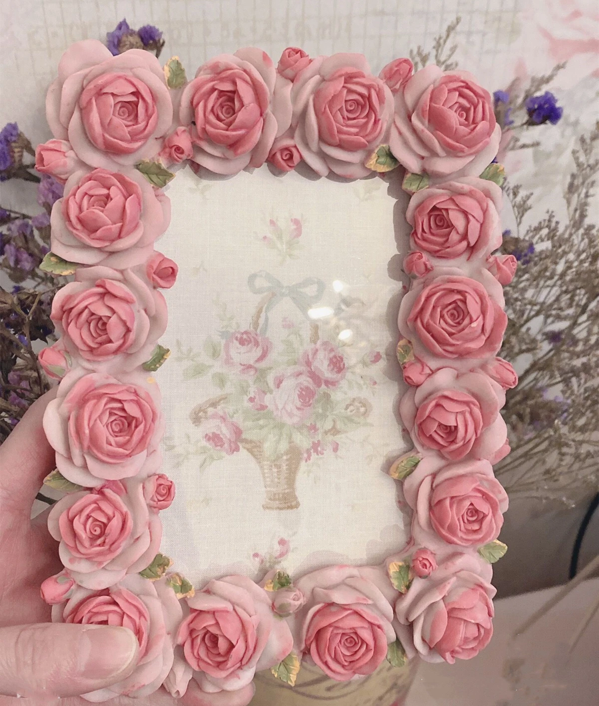 Resin Art For Photo Frame - Pink Rose Blossom Series Warm Resin