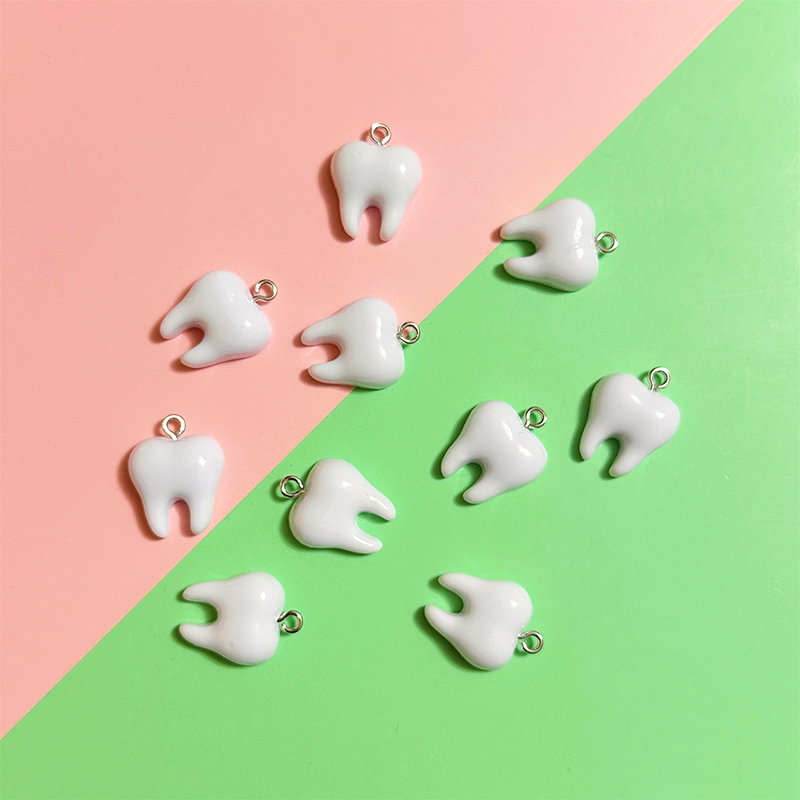 Resin Art Jewelry Kit - 10pcs Cute White Teeth Resin Pendant