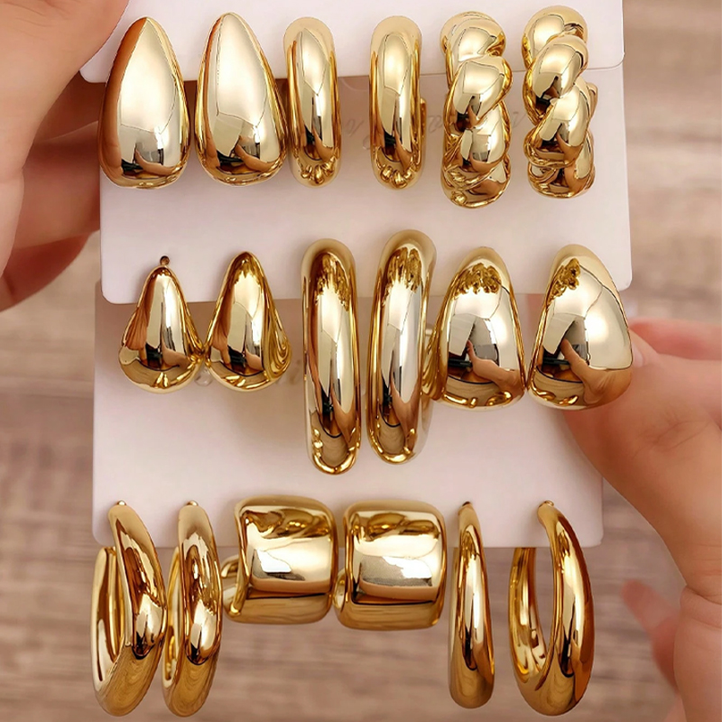 Resin Art Ring - 18 Pcs/Set Fashion Water Drop Earring