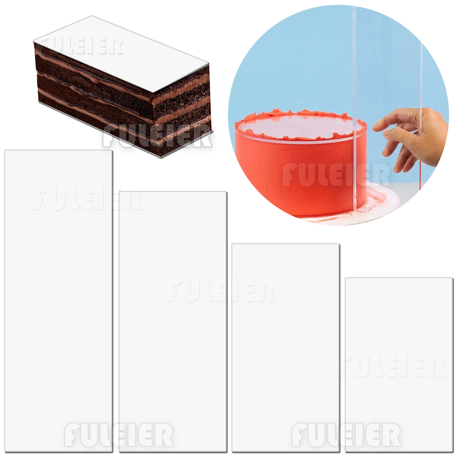 Tray Mold Rectangle - Acrylic Bánh Kem Cạp, hình Chữ