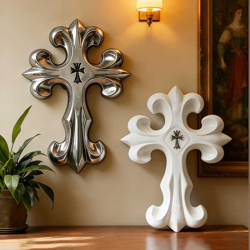 Resin Art Hanging - Retro Cross Wall Decor Gothic Style