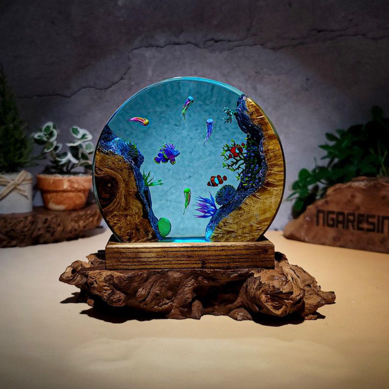 Resin Art Resin - Ocean Aquarium Organism Resin Table Light