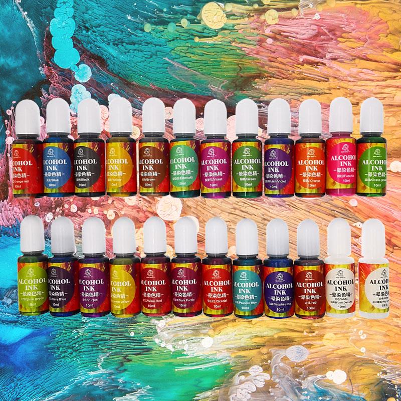 Resin Pigment Alcohol Ink - 24 Color 10ml Art Ink Alcohol
