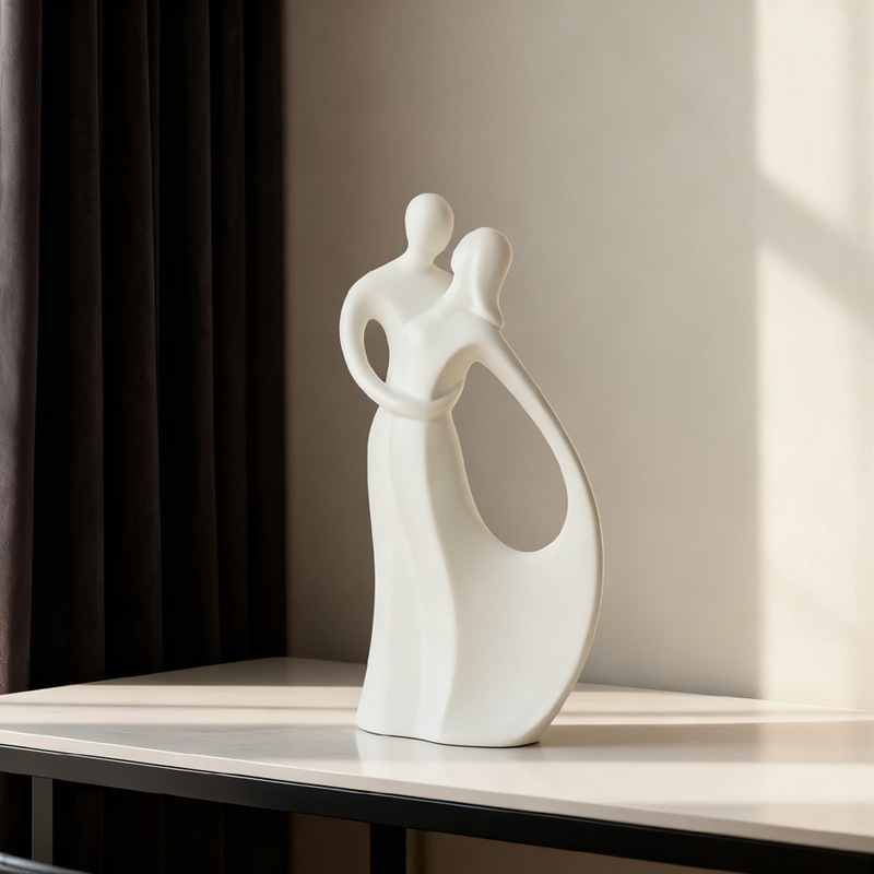 Resin Art Gift For Wedding - Nordic Ceramic Couple Hugging Sculpture Modern
