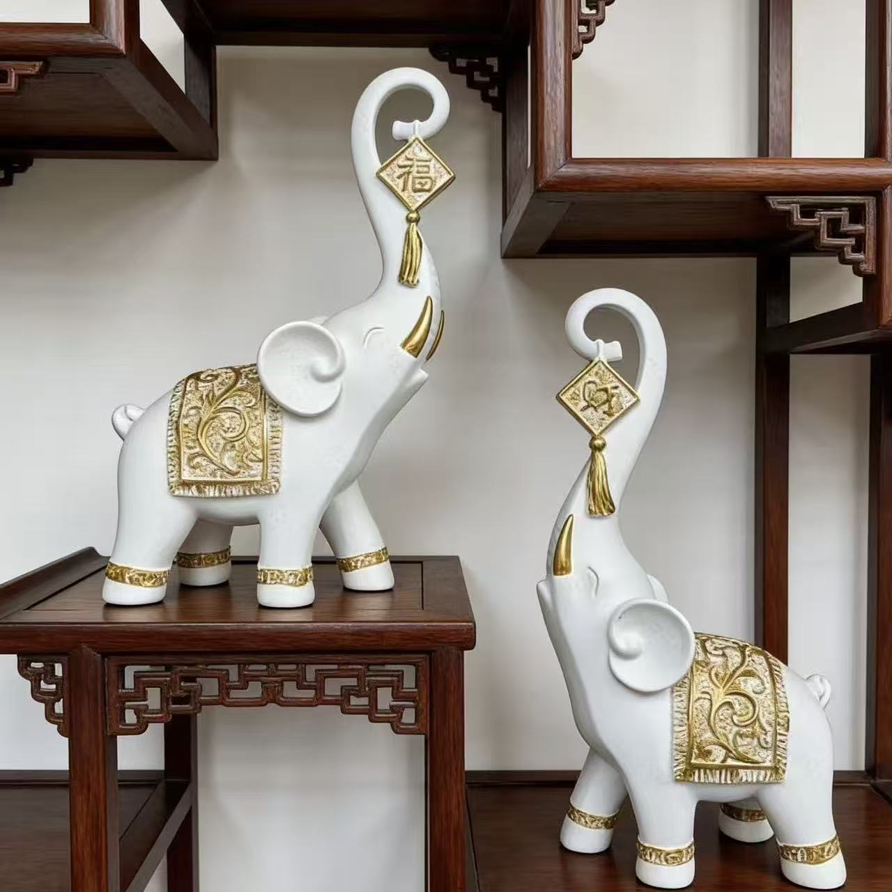 Resin Art For Anniversary Gift - One Pair Chinese Style Lucky Wealth