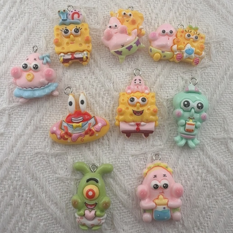 Resin Art Jewelry Kit - 10pcs cartoon resin pendant, DIY jewelry