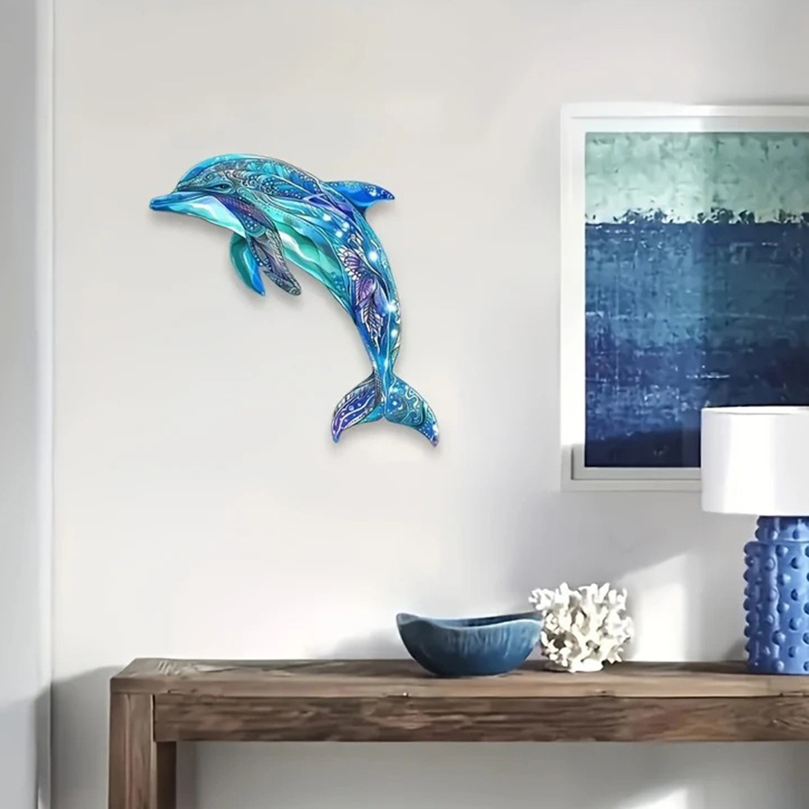 Dolphin Metal Wall Decor Brigh - đánh giá và giá Resin Art Hanging