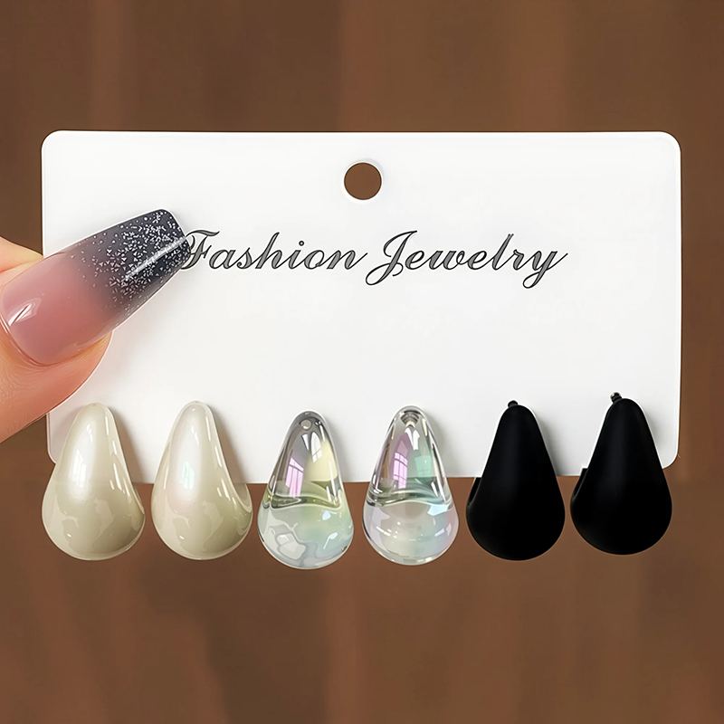 3 Pairs Fashion Resin Drop Ear - đánh giá và giá Resin Art Ring