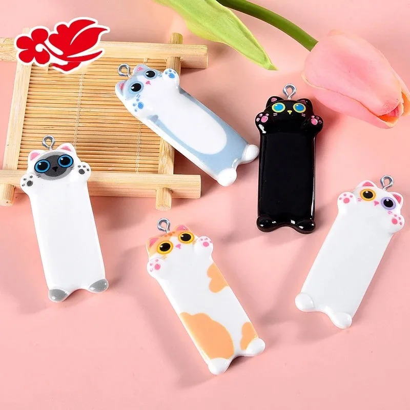 5pcs Lovely Cartoon Cat Resin  - đánh giá và giá Resin Art Earrings