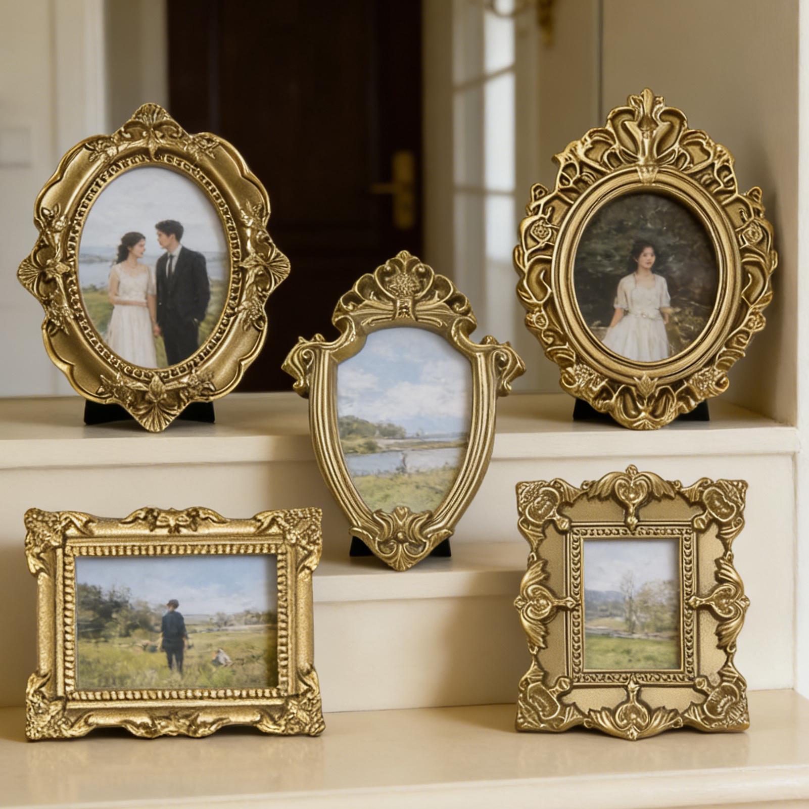 5PCS Gold Vintage Photo Frame  - đánh giá và giá Resin Art For Photo Frame