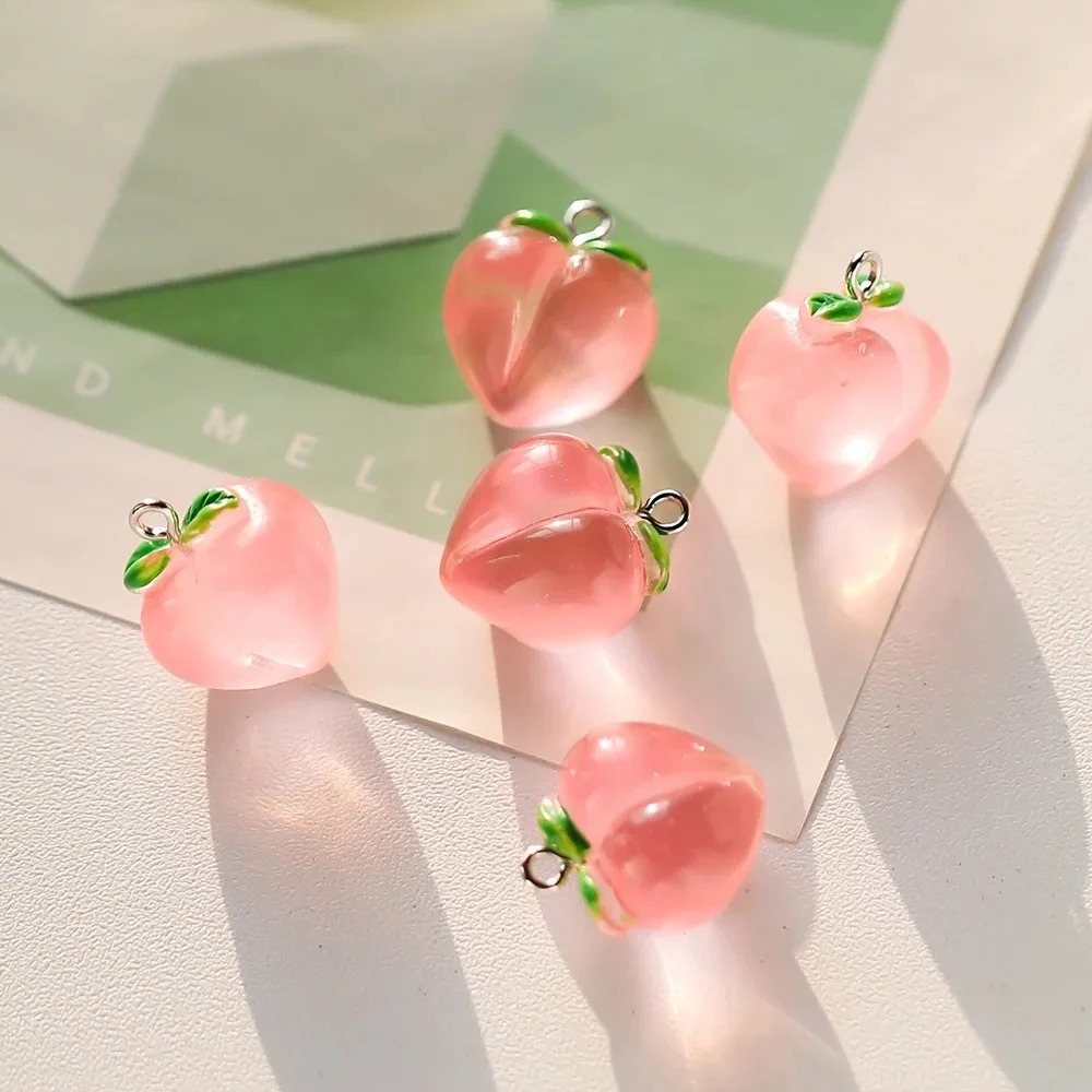 10Pcs Transparent Pink Peach R - đánh giá và giá Resin Art Earrings