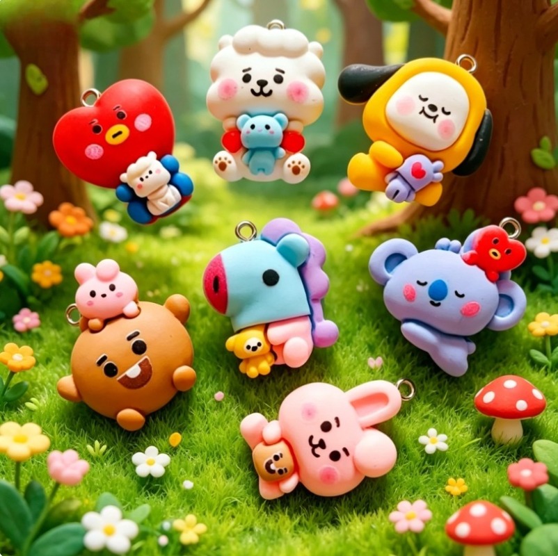 7pcs BT21 Resin Cartoon Charm  - đánh giá và giá Resin Art Jewelry Kit