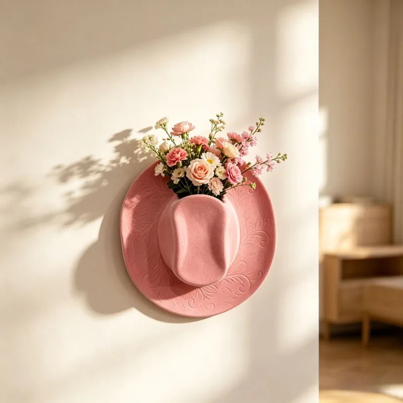Faux Denim Hat Wall Vase Holde - đánh giá và giá Resin Art Hanging