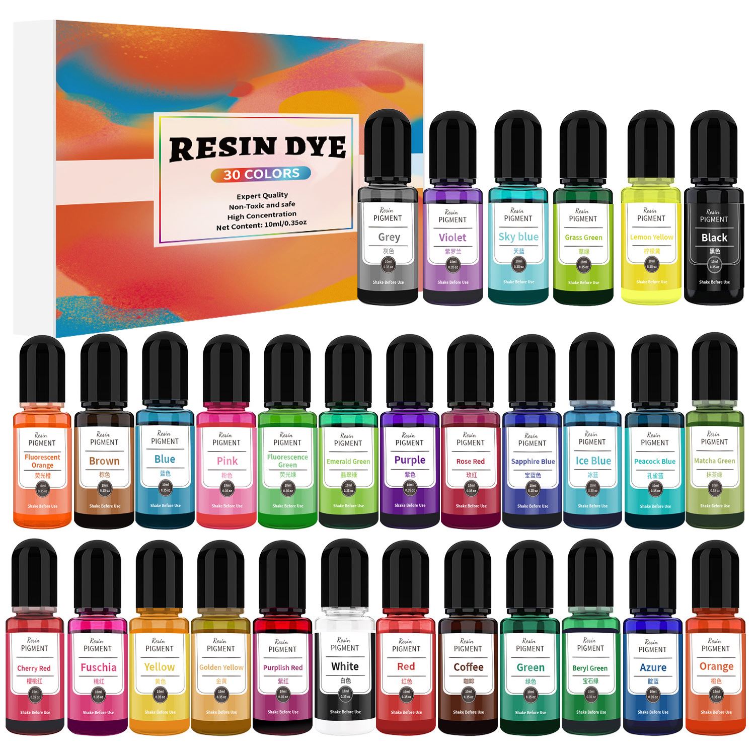 24/30 Colors Set 10ml Epoxy Re - đánh giá và giá Resin Pigment Alcohol Ink